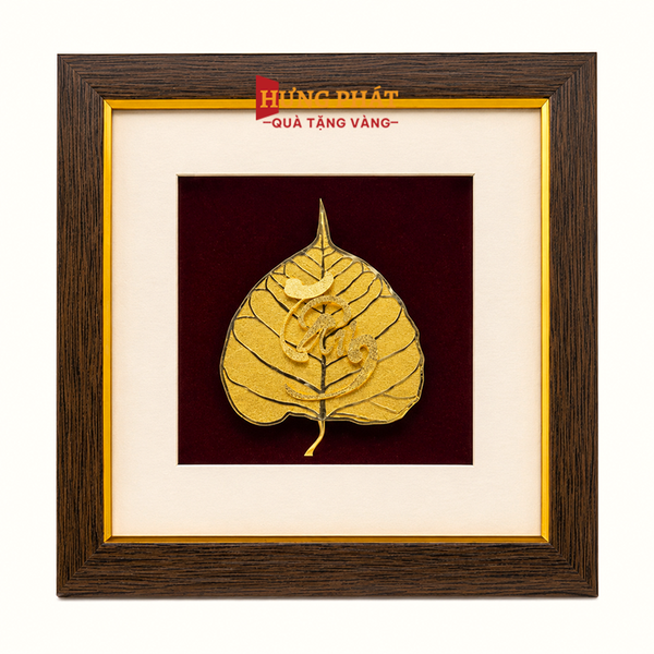 Tranh Lá Bồ Đề Chữ Tâm 20x20cm