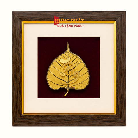 Tranh Lá Bồ Đề Chữ Tâm 20x20cm