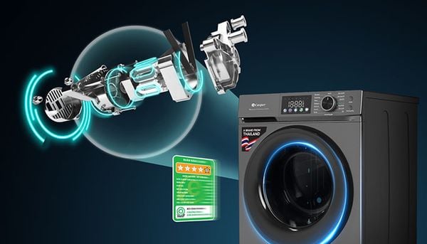 Máy giặt cửa ngang Casper Inverter 9.5kg WF-D95VGR1, AI Smart, giặt hơi nước Steam Wash