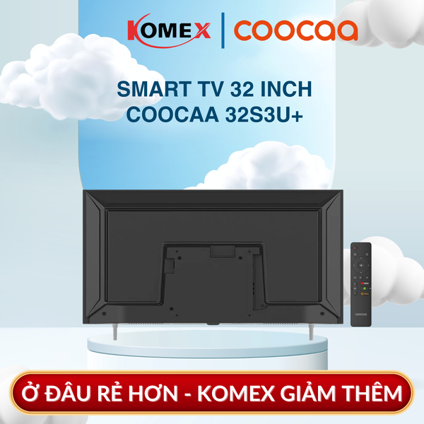 Smart TV Coocaa 32S3U+ 32 Inch HD Tràn Viền, Dolby Audio, Coolita OS Giải Trí Mượt Mà
