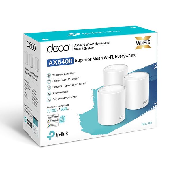 Hệ Thống Mesh WiFi 6 TP-Link Deco X60 (3-pack), X60 (2-pack) kết nối ổn định ở mọi vị trí trong nhà