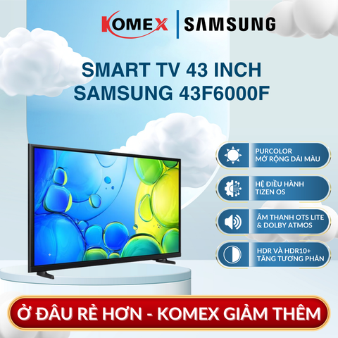 Smart Tivi Samsung 43F6000F Full HD 43 Inch  PurColor HDR Tăng Cường Độ Tương Phản Giữa Vùng Sáng Và Tối