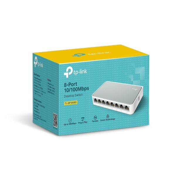 Switch chia tín hiệu để bàn TP-Link TL-SF1008D 8 Cổng 10/100Mbps, Hỗ trợ khung Jumbo 2K giúp cải thiện truyền tải tập tin lớn
