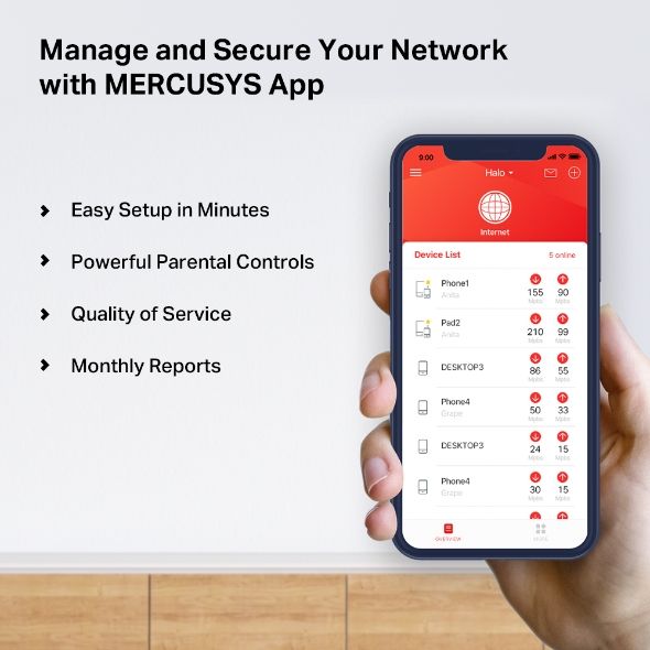 Hệ Thống Mesh WiFi 5 Toàn Nhà MERCUSYS Halo H50G (1-pack), H50G (2-pack), H50G (3-pack) AC1900 3-Pack Phủ Sóng Rộng 550m²