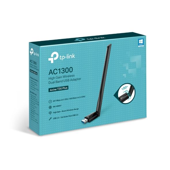 USB Adapter WiFi TP-Link Archer T3U Plus AC1300, Băng tần kép, truyền dữ liệu song song nhiều thiết bị