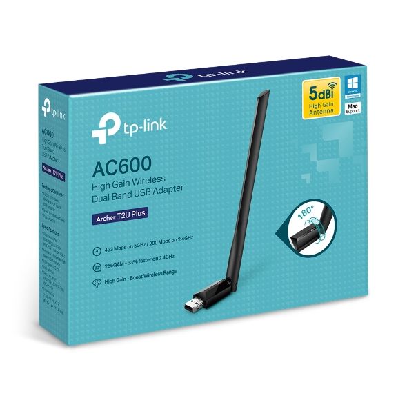 USB Adapter WiFi TP-Link Archer T2U Plus AC600, Tăng cường khả năng thu và phát tín hiệu WiFi