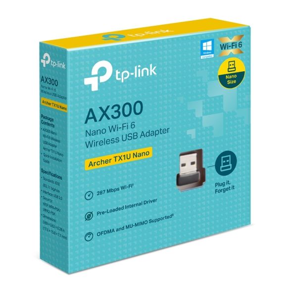 USB Adapter Wi-Fi 6 TP-Link Archer TX1U Nano AX300, cho phép chia sẻ kết nối sang thiết bị khác