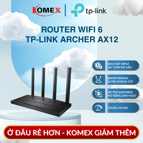 Bộ Phát Sóng Router WiFi 6 AX1500 TP-Link Archer AX12 Bảo vệ mạng khỏi tác động xấu bên ngoài