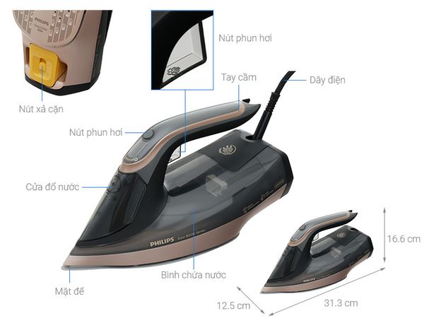 Bàn ủi hơi nước cao cấp Philips DST8041/80 3000W – Phun hơi siêu mạnh 260 g/phút
