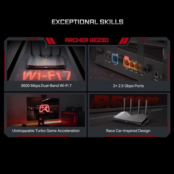 Bộ phát Gaming Router Wi-Fi 7 Tp-Link Archer GE230, Băng Tần Kép BE3600