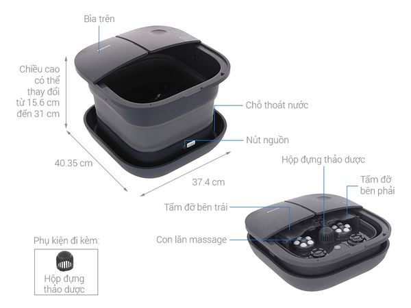 Bồn ngâm chân massage cao cấp Philips PPM6504 màu xanh dương