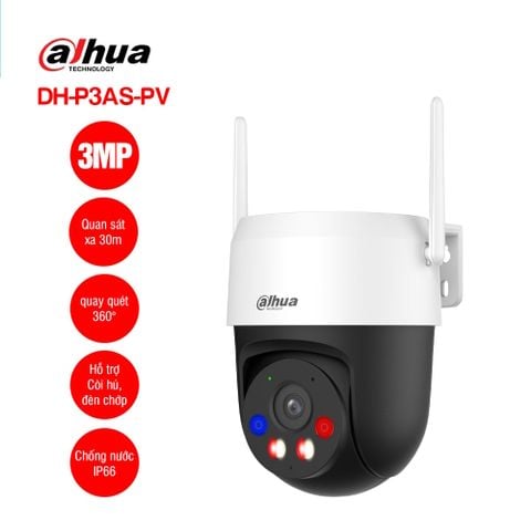 Camera ngoài trời Wifi 6 băng tần kép DAHUA DH-P3AS-PV, 3Mp, đàm thoại, Full Color