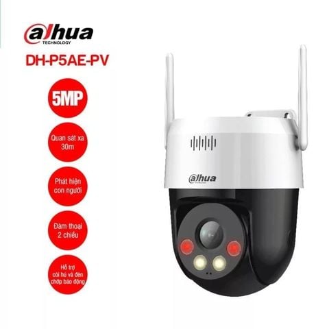 Camera ngoài trời Wifi 6 băng tần kép DAHUA DH-P5AS-PV, 5Mp, đàm thoại, Full Color