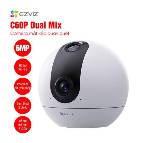 Camera Wifi trong nhà mắt kép quay quét EZVIZ C60P Dual Mix, 2K+