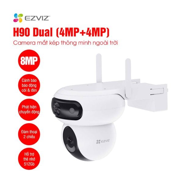 Camera WiFi ngoài trời ống kính kép EZVIZ H90 Dual 2K+(4MP+4MP)