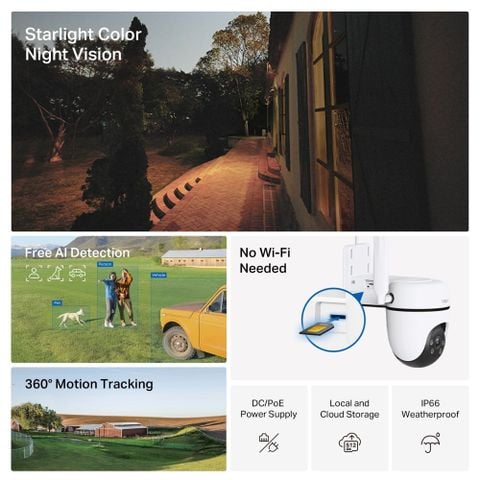 Camera Wifi 4G TP-Link Tapo C501GW, AI thông minh, IP66, ONVIF, đàm thoại 2 chiều