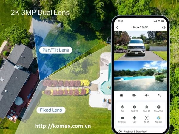 Camera Wifi ngoài trời quay quét 2 ống kính TP-Link Tapo C246D, 4Mp