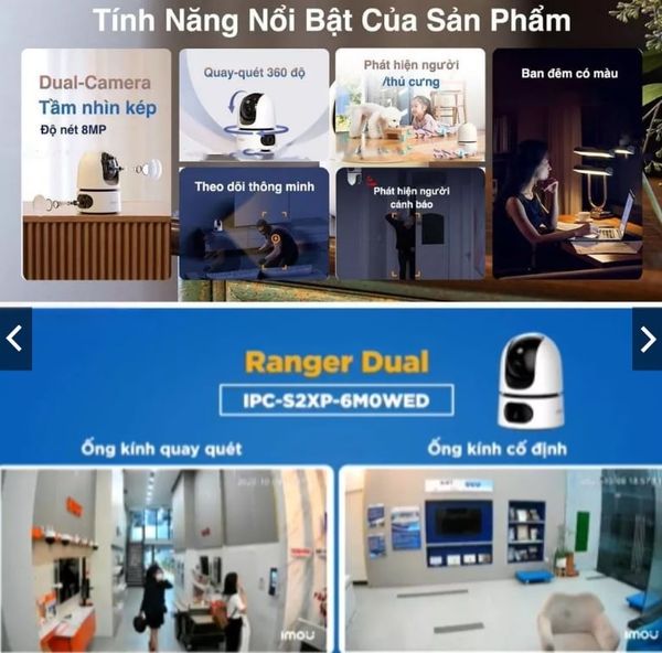 Camera trong nhà AI Imou Ranger Dual 10MP IPC-S2XEP-10M0WED, 2 mắt kính, 10Mp
