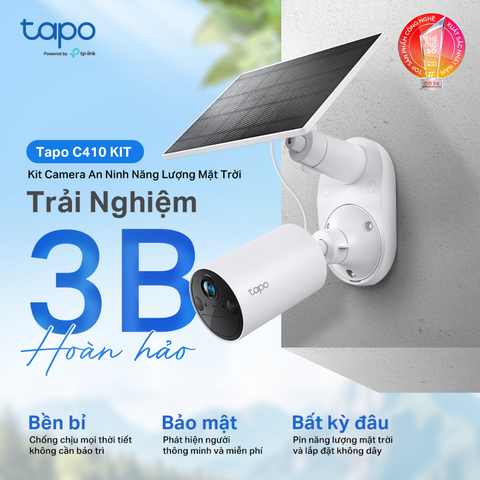 Camera WiFi Solar năng lượng mặt trời TP-Link Tapo C410 KIT – Không Dây, AI Phát Hiện Người