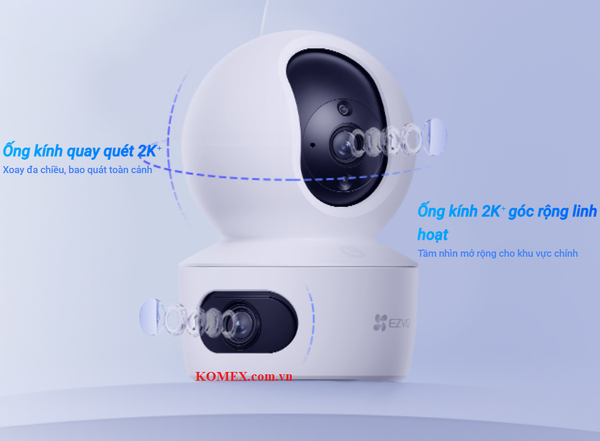 Camera trong nhà Wi-Fi 6 băng tần kép EZVIZ TY7 Dual 2K+, Quay Quét Ống Kính Kép