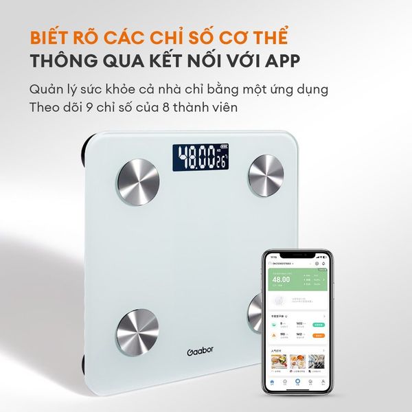 Cân Sức Khỏe giá rẻ Điện Tử Gaabor GWS-M02A, Kết Nối App Thông Minh