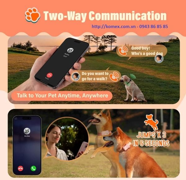 Điện thoại AI thông minh dành cho thú cưng Glocalme Pet Phone, định vị, đàm thoại, theo rõi sức khỏe