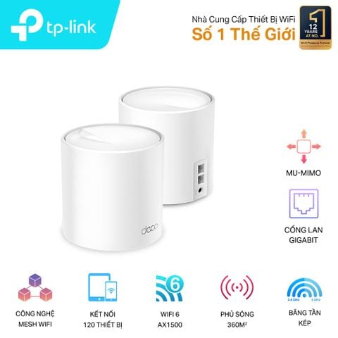 Hệ Thống Mesh Wi-Fi 6 AX1500 Cho Gia Đình Tp-Link Deco X10 (1-pack), X10 (2-pack), X10 (3-pack)