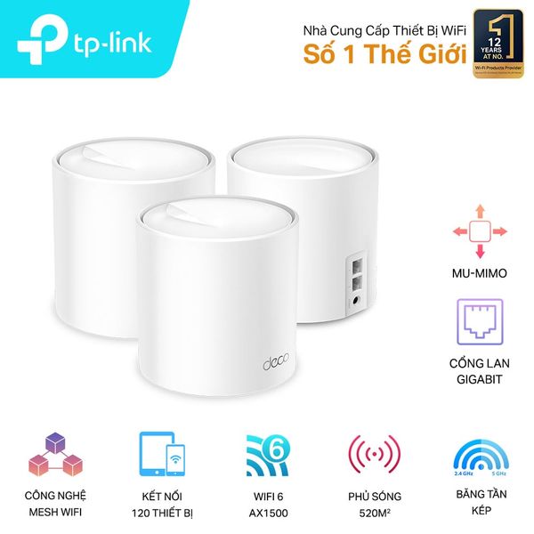 Hệ Thống Mesh Wi-Fi 6 AX1500 Cho Gia Đình Tp-Link Deco X10 (1-pack), X10 (2-pack), X10 (3-pack)