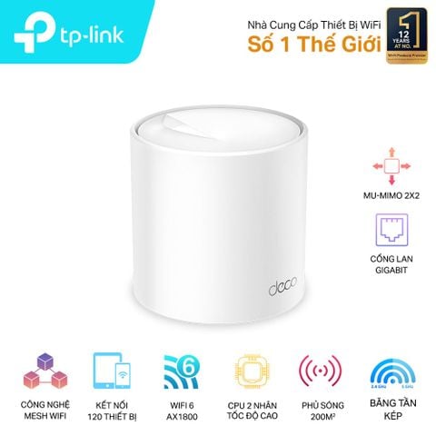 Hệ Thống Mesh Wi-Fi6 AX1800 Cho Gia Đình Tp-Link Deco X20 (1-pack), X20 (2-pack), X20 (3-pack)
