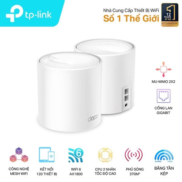 Hệ Thống Mesh Wi-Fi6 AX1800 Cho Gia Đình Tp-Link Deco X20 (1-pack), X20 (2-pack), X20 (3-pack)