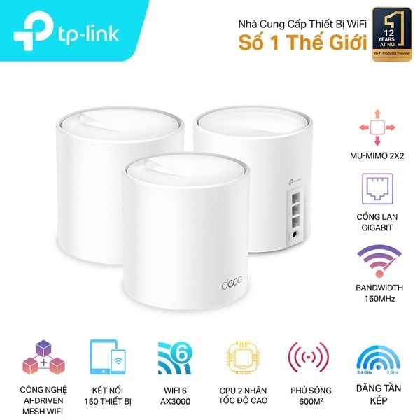 Hệ Thống Mesh Wi-Fi 6 Cho Gia Đình Tp-Link Deco AX3000-X50 (1-pack), X50 (2-pack), X50 (3-pack)