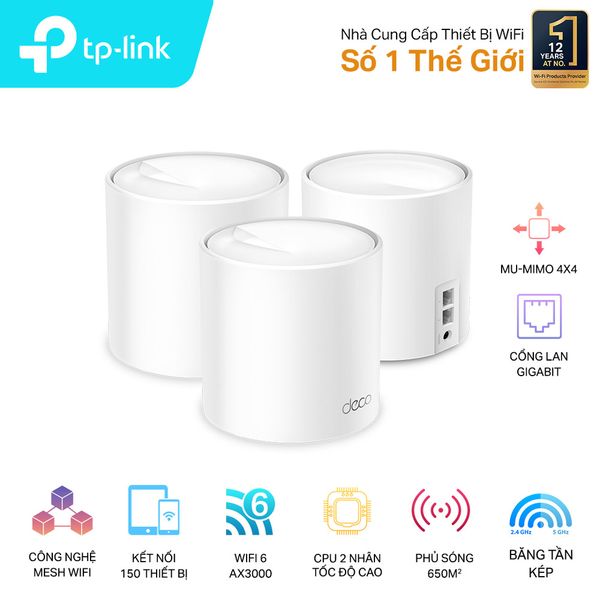 Hệ Thống Mesh Wi-Fi 6 Cho Gia Đình Tp-Link Deco AX5400-X60 (1-pack), X60 (2-pack), X60 (3-pack)