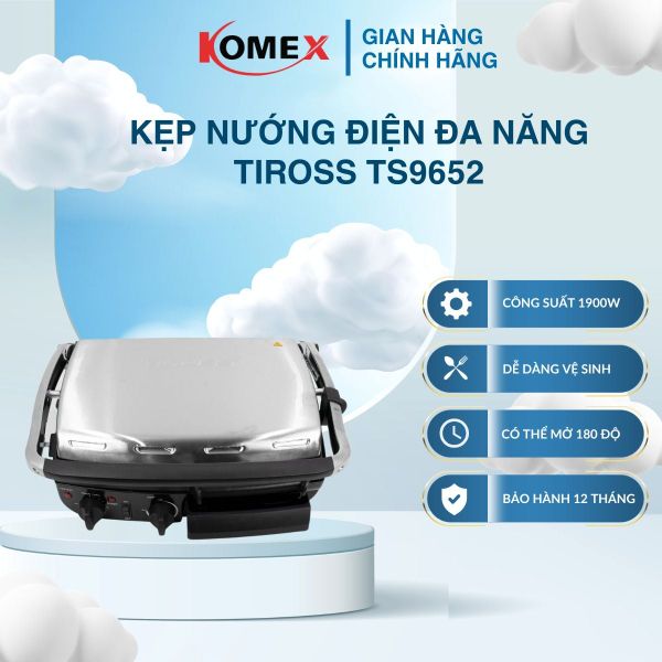 Máy kẹp nướng bánh mì Tiross TS9652 có hẹn giờ, Công suất 2000W