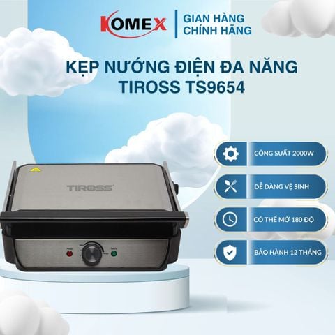 Máy kẹp ép nướng bánh mì nhanh Tiross TS9654 chống dinh, nướng nhanh chín