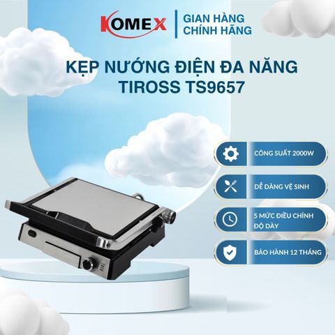 Máy kẹp nướng bánh mì sandwich Tiross TS9657 đa năng, khay chống dính dễ vệ sinh