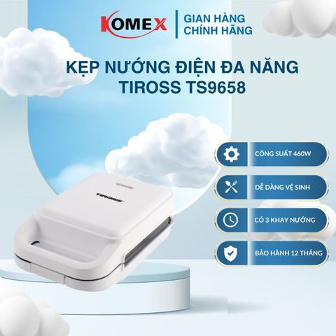 Máy kẹp nướng sandwich nhanh Tiross TS9658 chống dính tốt, nướng nhanh chín