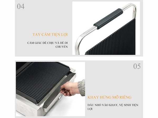 Kẹp nướng điện sandwich TIROSS TS9661 công suất 2300W, Dải nhiệt rộng, Có khay hứng mỡ thừa tiện lợi