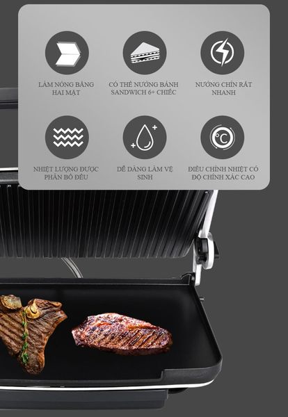 Máy nướng điện đa năng TIROSS TS9663, Có độ bền cao, Dễ dàng làm sạch