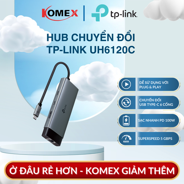 Hub chuyển đổi USB Type-C 6 cổng UH6120C – HDMI 4K@60HzVỏ hợp kim nhôm chắc chắn, tăng khả năng tản nhiệt và độ bền