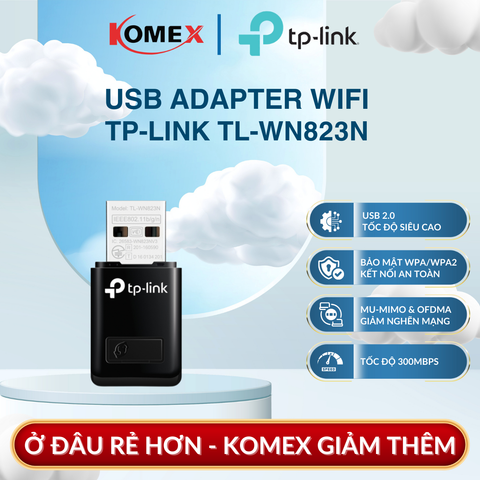 USB Adapter Wi-Fi 300Mbps TP-Link TL-WN823N Chuẩn N, cải thiện khả năng thu – phát tín hiệu