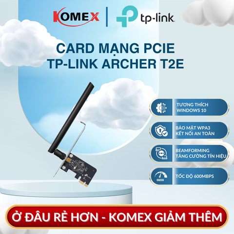 Card mạng PCIe Adapter Wi-Fi AC600 TP-Link Archer T2E cho tổng tốc độ lên đến 600 Mbps