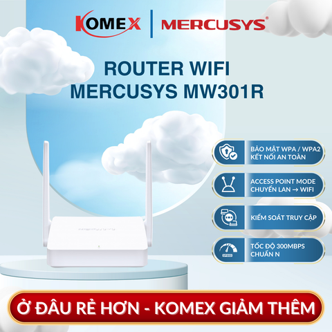 Bộ Phát Sóng Router WiFi 300Mbps Mercusys MW301R Chuẩn N, Mở rộng vùng phủ WiFi trong không gian nhỏ