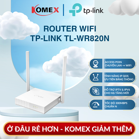 Bộ Phát Sóng Router WiFi 300Mbps TP-Link TL-WR820N – Chuẩn N, 4 chế độ hoạt động phù hợp nhiều mô hình mạng