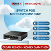 Switch PoE+ Gigabit 5 Cổng Mercusys MS105GP (4 Cổng PoE+, 65W, Extend 250m), Truyền trên cùng một dây Ethernet