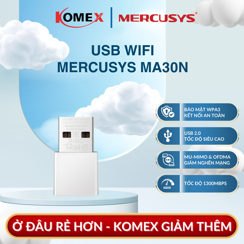 USB Adapter WiFi MERCUSYS MA30N AC1300, Phù hợp cả người dùng phổ thông lẫn kỹ thuật