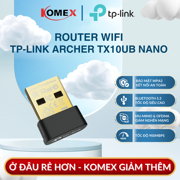 USB Adapter WiFi 6 AX900 TP-Link Archer TX10UB Nano,Bluetooth 5.3 Tương thích Windows 10/11