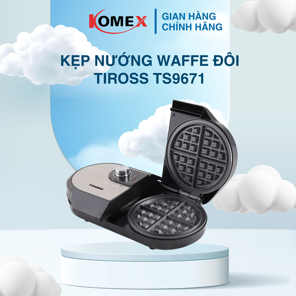 Kẹp nướng bánh mì đôi Waffe Tiross TS9671 1400W Hai núm vặn độc lập