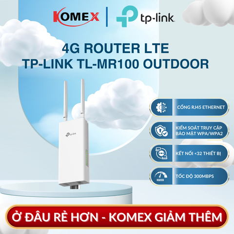 Router Wi-Fi 4G Ngoài Trời TP-Link TL-MR100-Outdoor Chuẩn N 300Mbps Chống Nước IP65