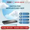Switch PoE+ Gắn Tủ Rack Mercusys MS118CP (16 Cổng PoE+, 190W, Gigabit & SFP), Đáp ứng cho nhiều camera IP, access point