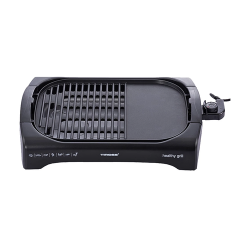 Bếp Vỉ Nướng Điện Tiross TS968 2000W Không Khói, Thiết kế 2in1 Có Rãnh Thoát Mỡ